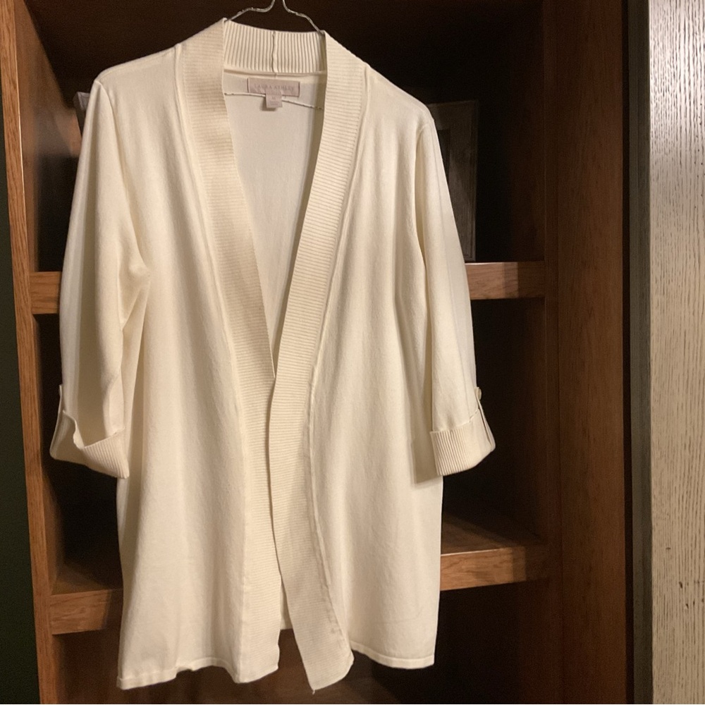 Laura Ashley cream colored cardigan size M